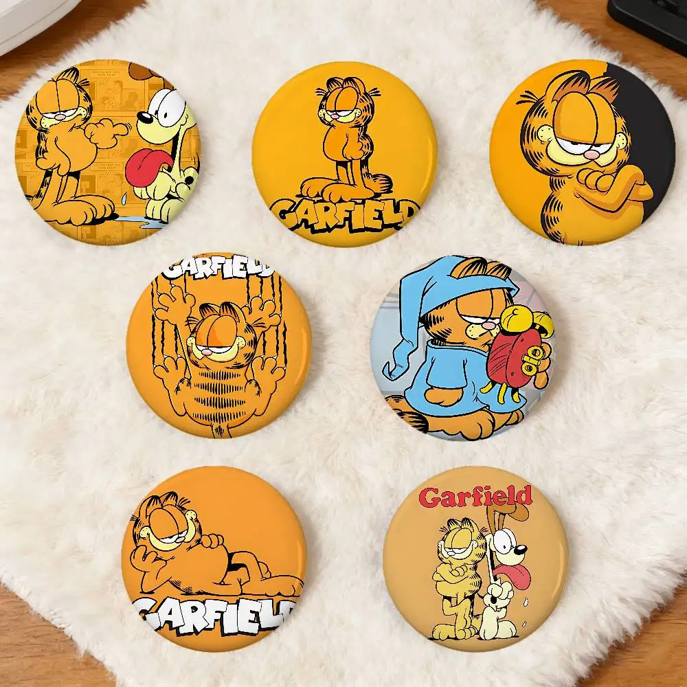 G-Garfields Anime Runde Laser-Brosche Cartoon-Anstecknadel Kleidung Rucksack Accessoires Reversnadel
