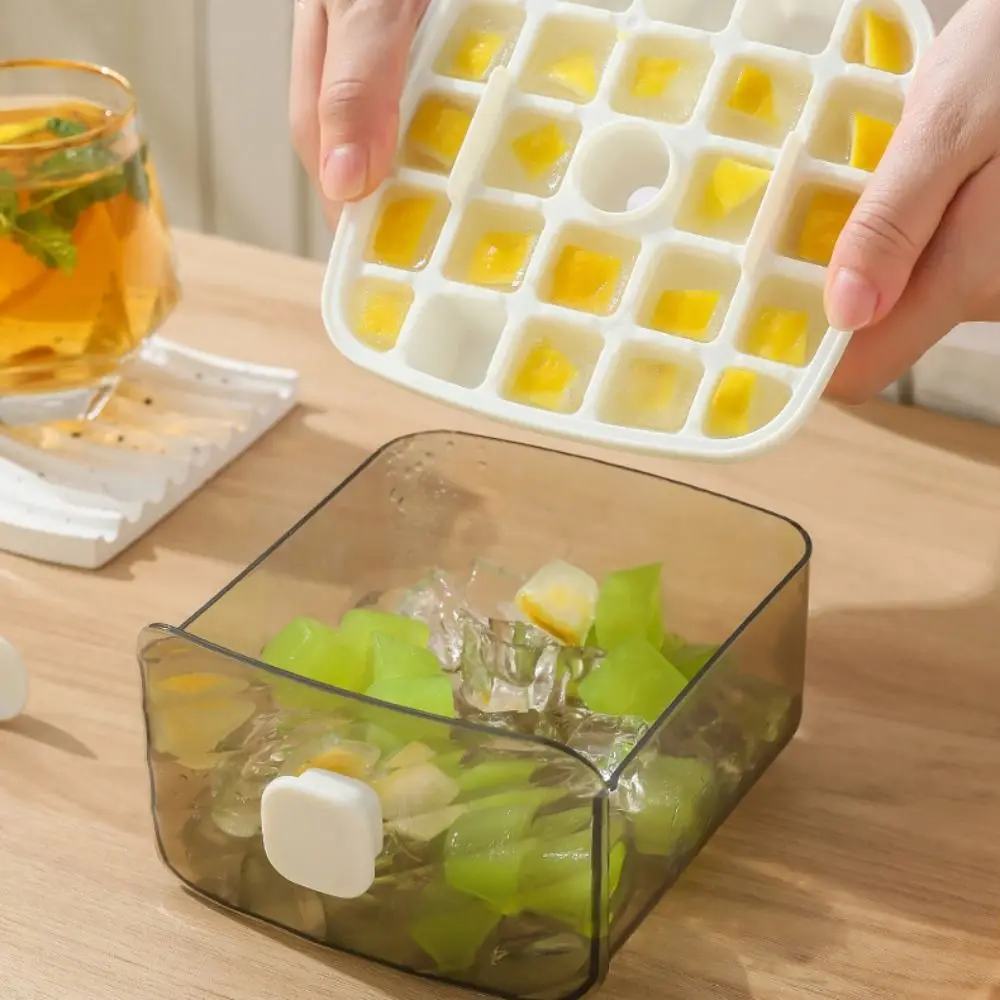 

Easy Clean Handheld Ice Cube Mold Press Type Double-layer Ice Grid Tray Food Grade with Drawer Type Ice Storage Household