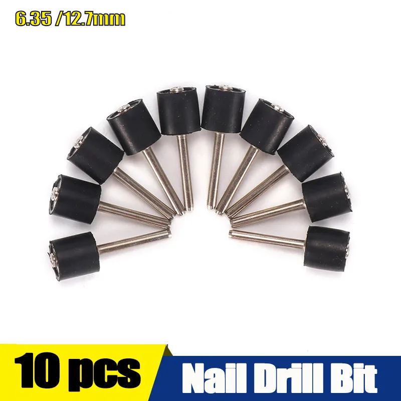 10pc 6.35 12.7mm Drum Sanding Kit Nail Drill Bit Abrasive Tools For Dremel Accessory