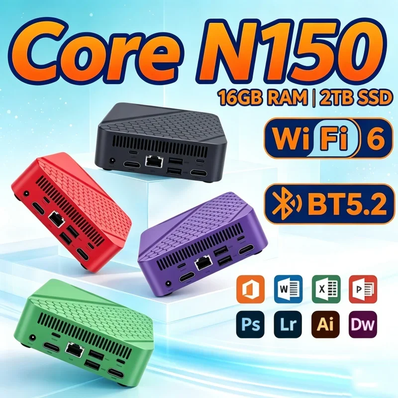 2026 Mini PC Core N150 Windows 11 Computer 16GB RAM 1TB SSD Bold Gaming Computer 4K HD Mini Desktop PC Gamer