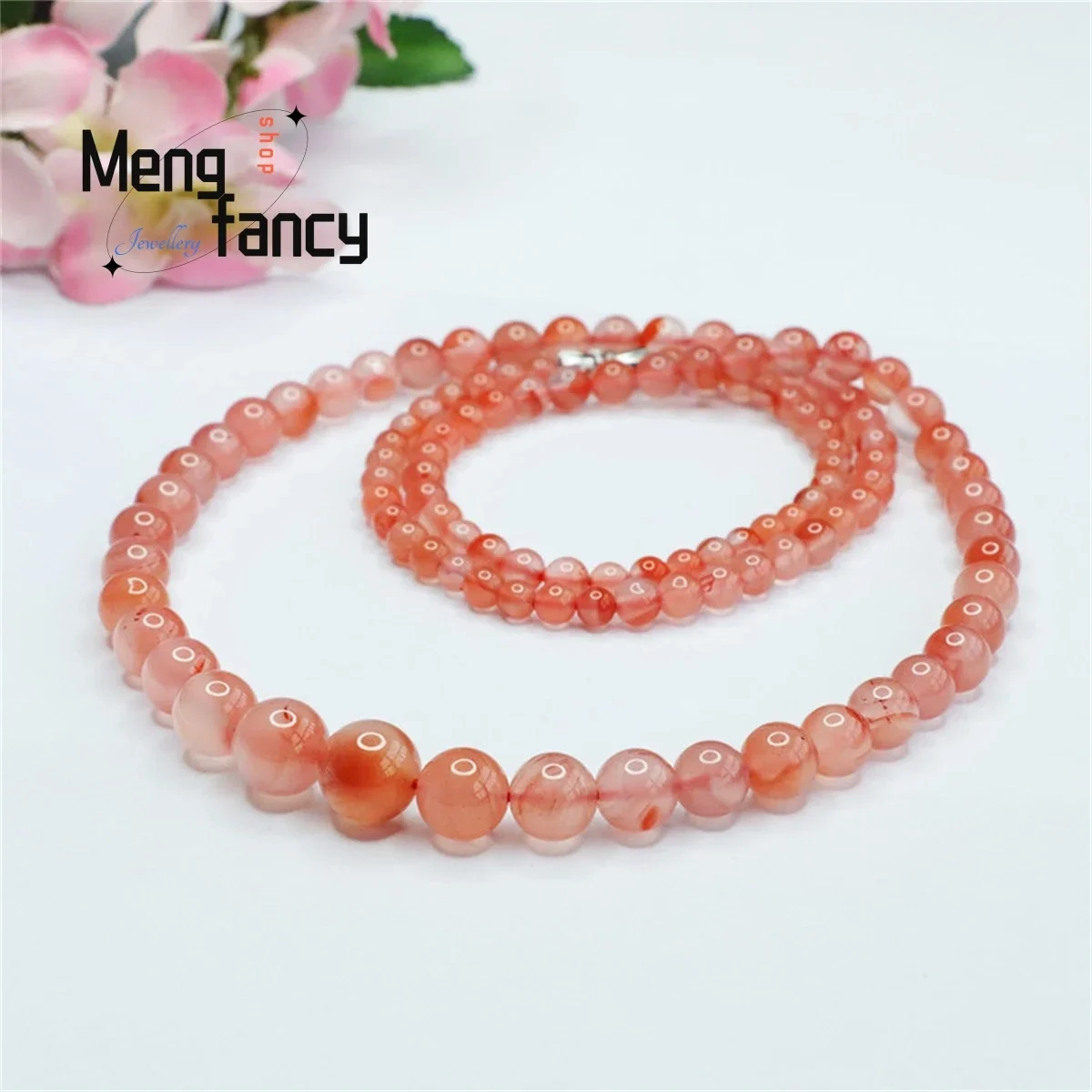 

Natural Ice Float South Red Agate Tower Chain Beads Necklace Multi Loop Bracelet Simple Charm Fashion Women Luxury Jewelry Gift