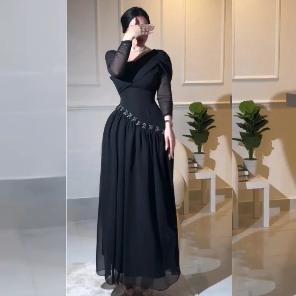 Customized Jersey Rhinestone Asymmetrical Neck Pleat A-line Midi Dresses Bespoke Occasion Classic Prom Elegant Party Retro