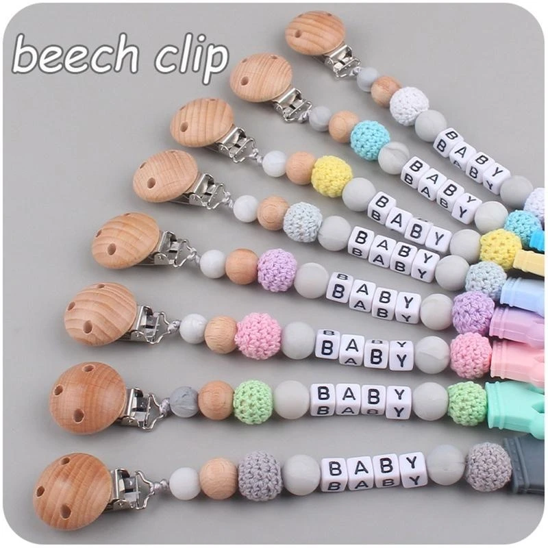 

J15U Pacifier Clip Bead Silicone Crown Teether for Case Teeth Relief Baby