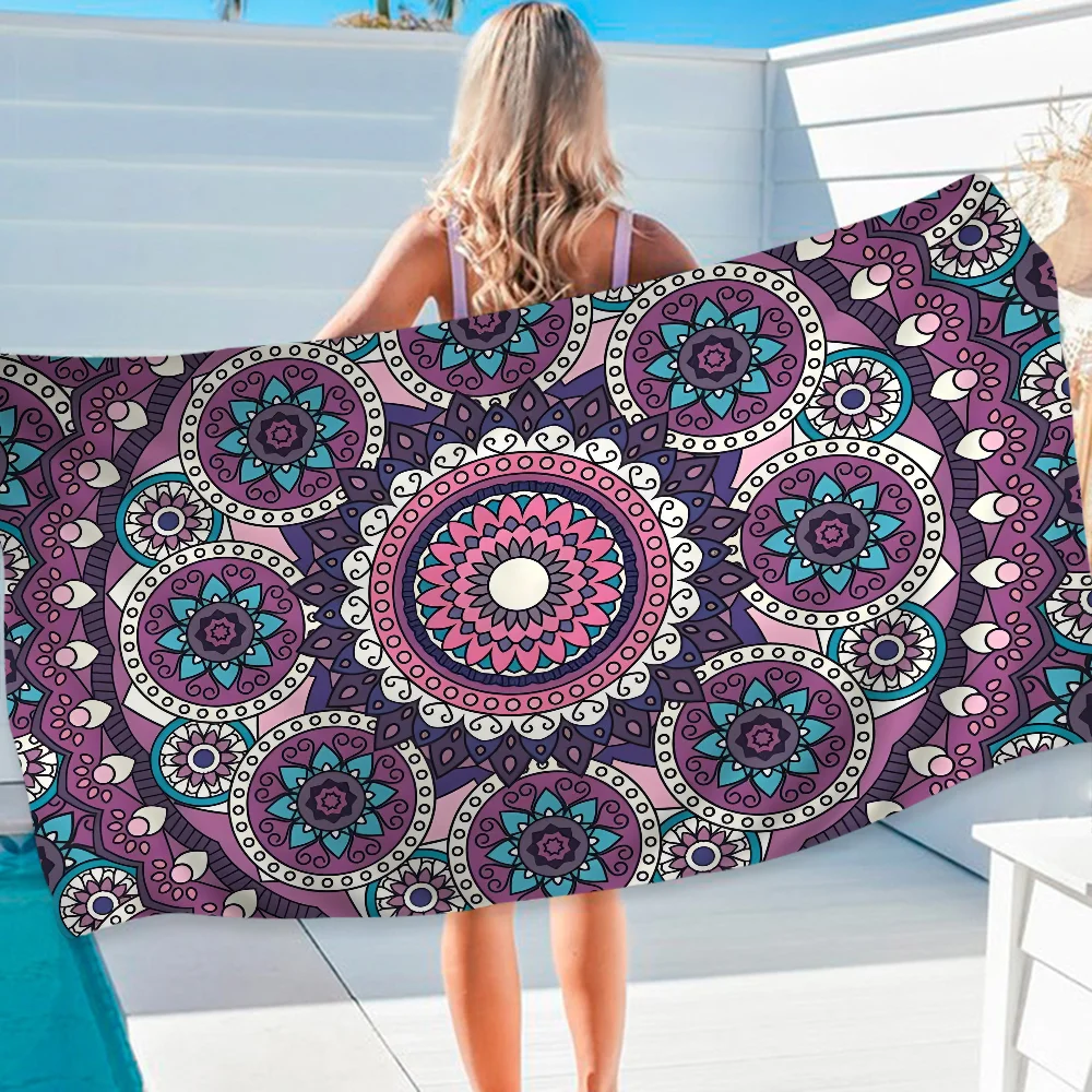 

Mandala Flower Towel Microfiber Beach Towel Absorbent Quick dry Soft Yoga Swimming Resort Mountain Climbing Towel