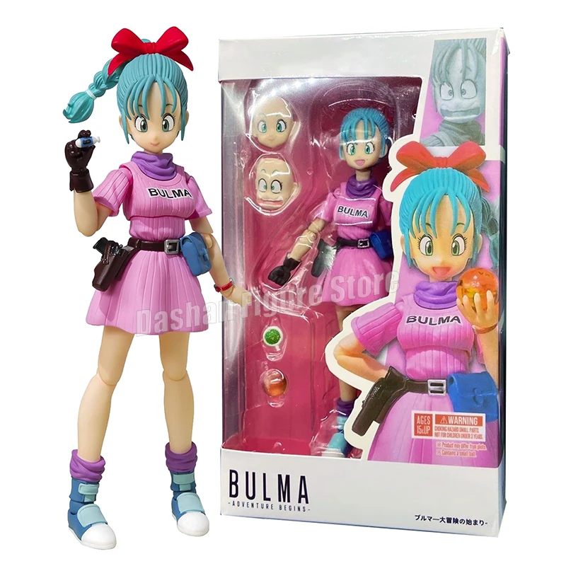 

13cm SHF Dragon Ball Figures Bulma Goku Action Figure PVC Battle Force Detector Collection Doll Anime Movable Figurine Model Toy