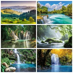 Spring Natural Scenery Backdrop for Photography Waterfall Mountain Water River Landscape Room Decor Photo Background Studio