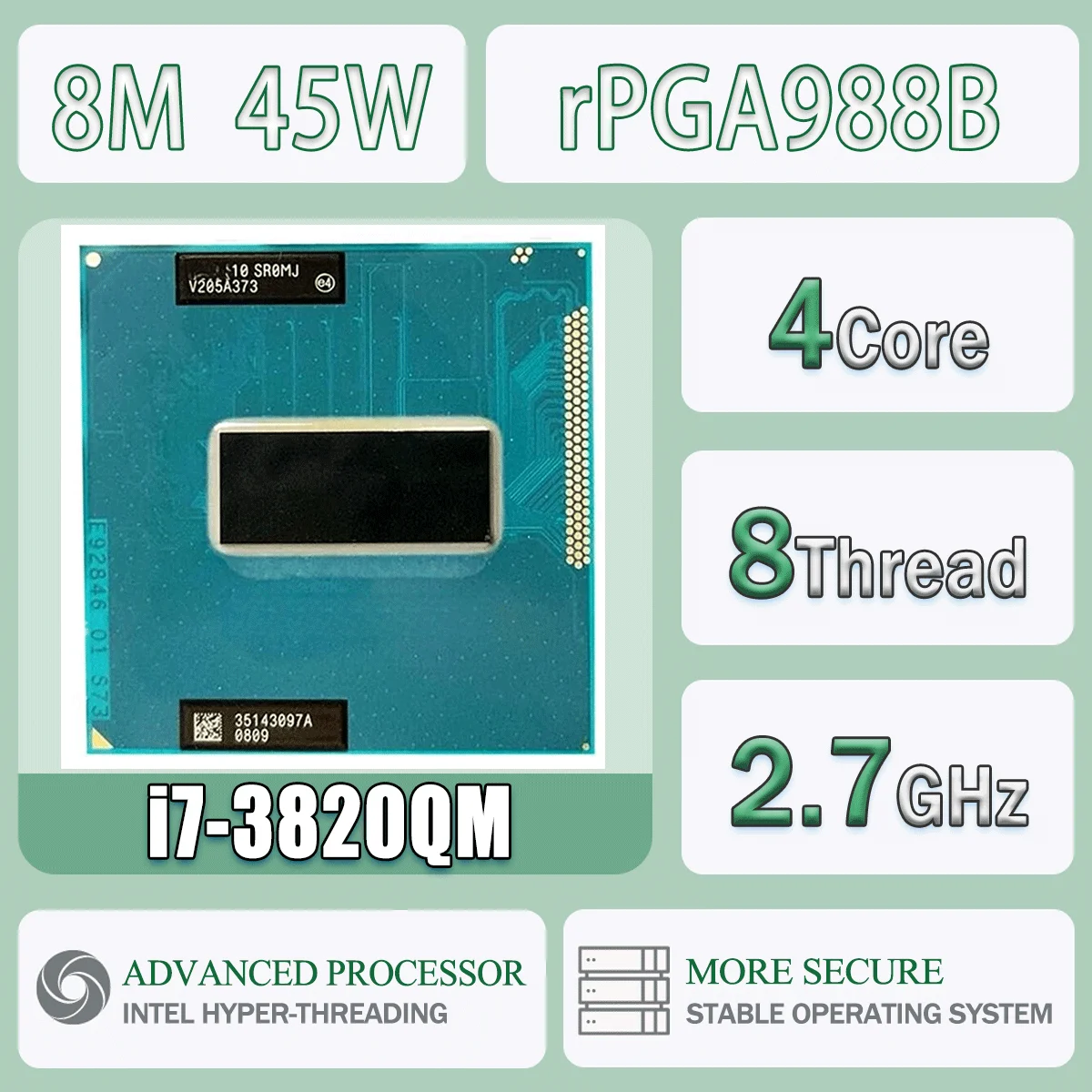 Intel Core I7-3820QM 2,7 GHz 4 Kerne 8 Threads 8M 45W I7 3820QM Computer CPU Prozessor Server Sockel G2 / RPGA988B SR0MJ