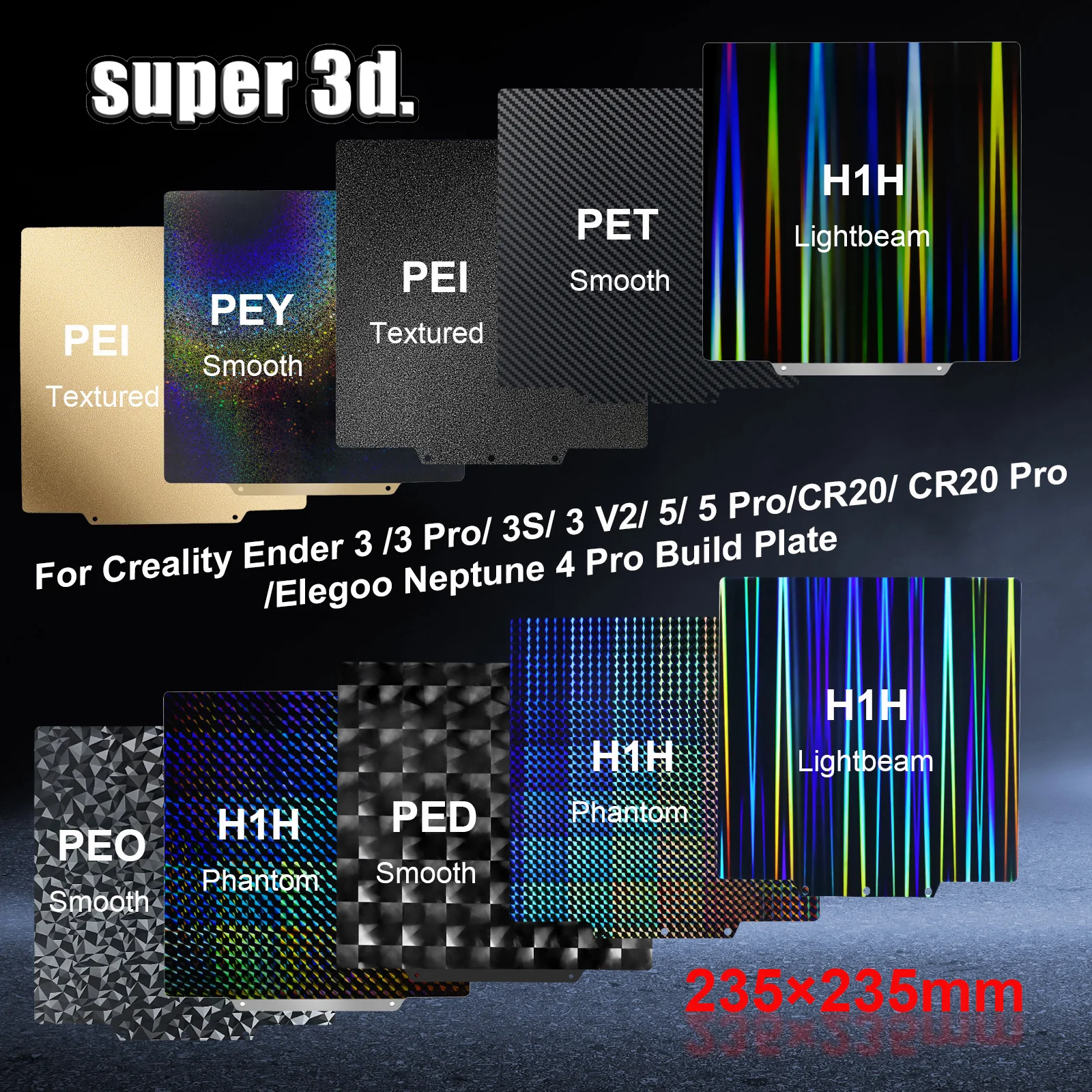 

Текстурный лист Pei 235x235 для Ender 3 V3 SE Ender 5 Pet Peo H1H, магнитная сборная пластина, гладкая пружинная стальная подогревательная панель для 3d принтера