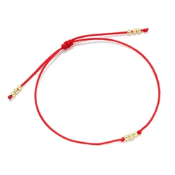 3 Beads Simplle Ball Copper Bead Red String Bracelet Women Girl Minimalist High Quality Brass Beads Thin Thread Handmade Jewelry