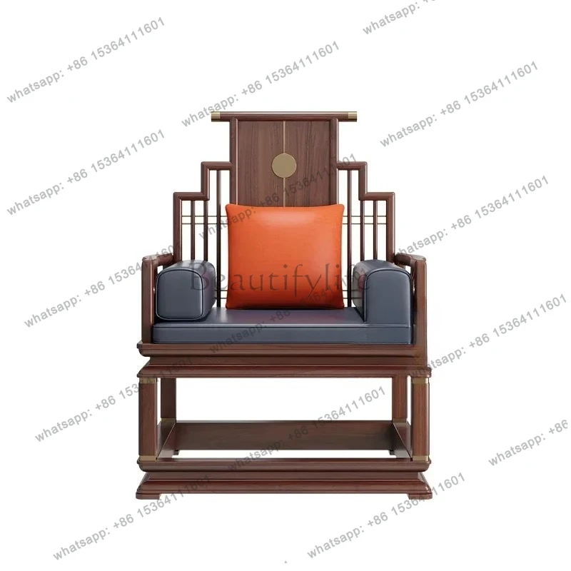 

New Chinese stle Taishi tea table master chair meditation ebon solid wood boss tea room backrest official hat Y