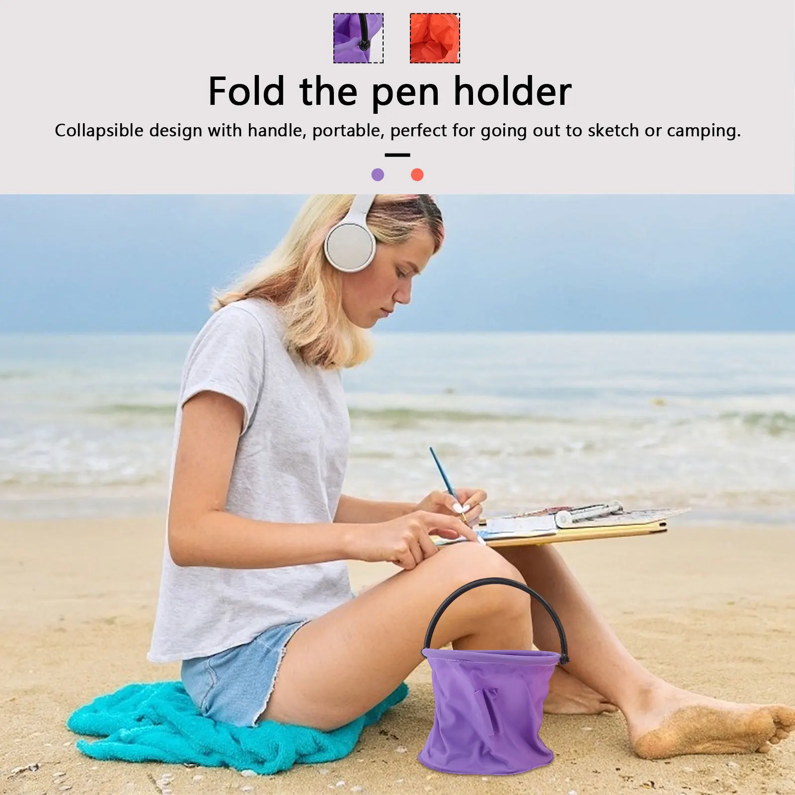 Cubo de limpieza de cepillos de plástico de gran capacidad, 2 uds., naranja, morado, regalo Ideal para artistas y pintores, lavabo de pinceles para artistas