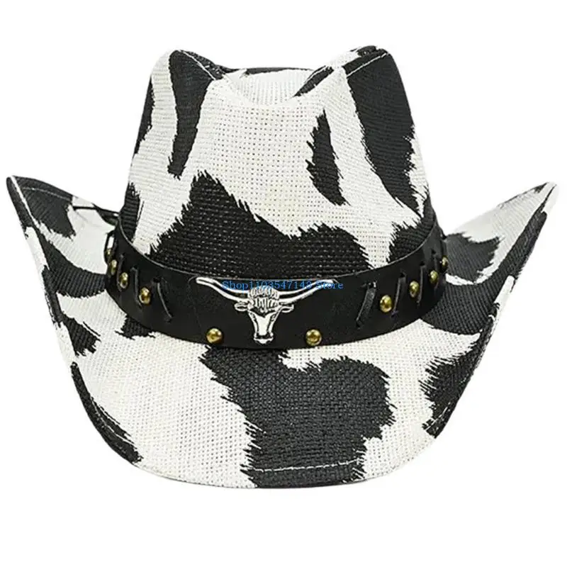 

P88B Wide Border Hat Multicolor Fashion Western Hats with Double-Sided Thickened Teen Stylish Hat for Men and Women