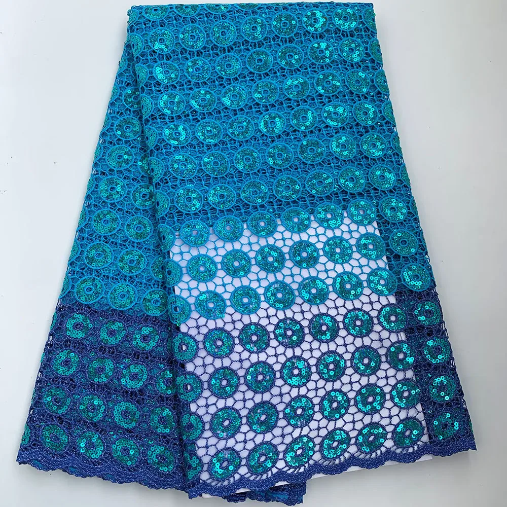 

Skin Friendly Smooth Guipure Lace 2025 With Bicolor Sequins Embroidery luxury Nigeria Women African Cord Lace Dresses CO1172