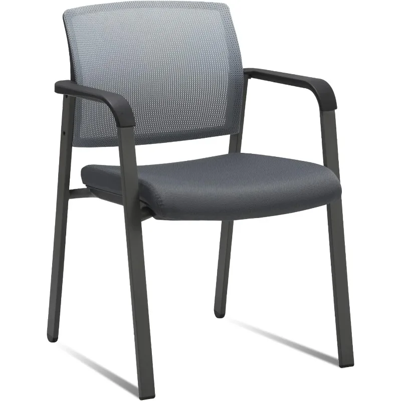 CLATINA Mesh Back Stacking Arm Chairs with Upholstered Fabric Seat and Ergonomic Lumber Support for Office School Church Guest