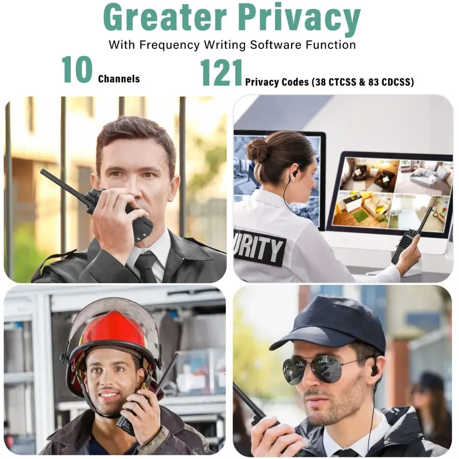 KP01 Профессиональные деловые рации, Программируемые рации с наушником, Перезаряжаемые, Комплект двусторонней радиосвязи, для кемпинга