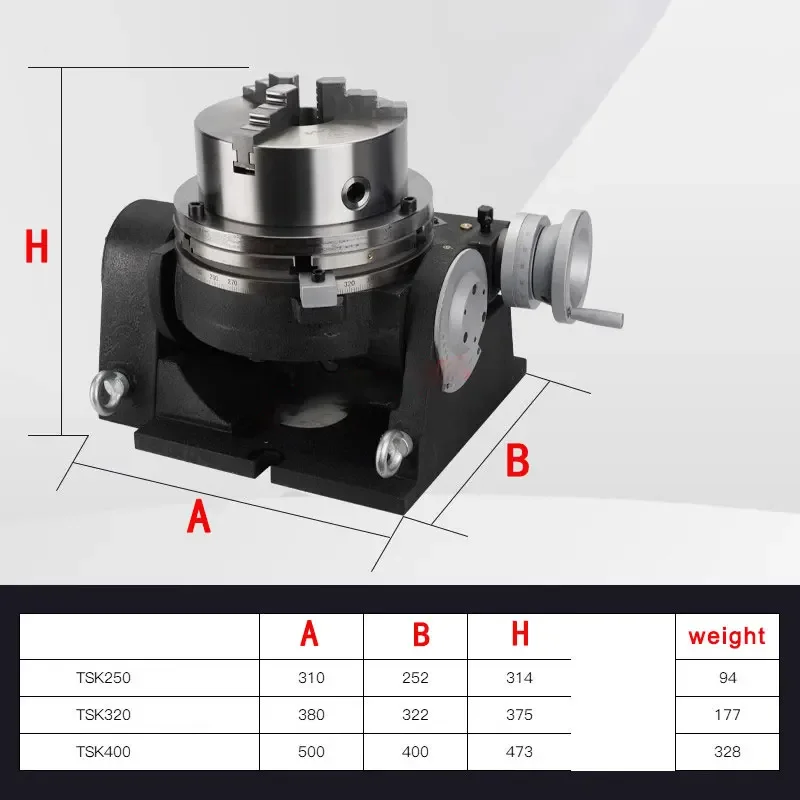 for TSK320 Tilting Rotary table with K11250 lathe chuck for cnc milling drilling boring machine