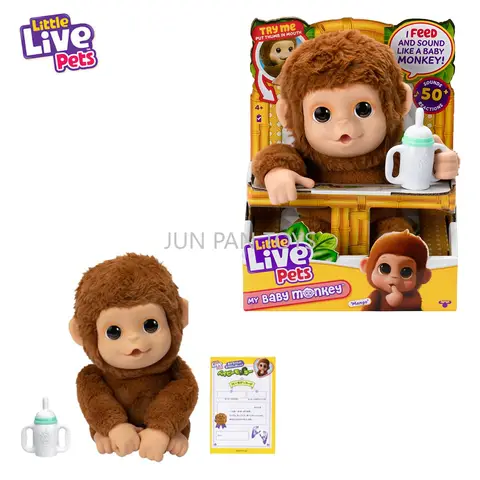 Original Little Live Pets My Baby Monkey Doll Baby Bottle Finger Sucking Birth Certificate Kids Interactive Companion Gifts Toys