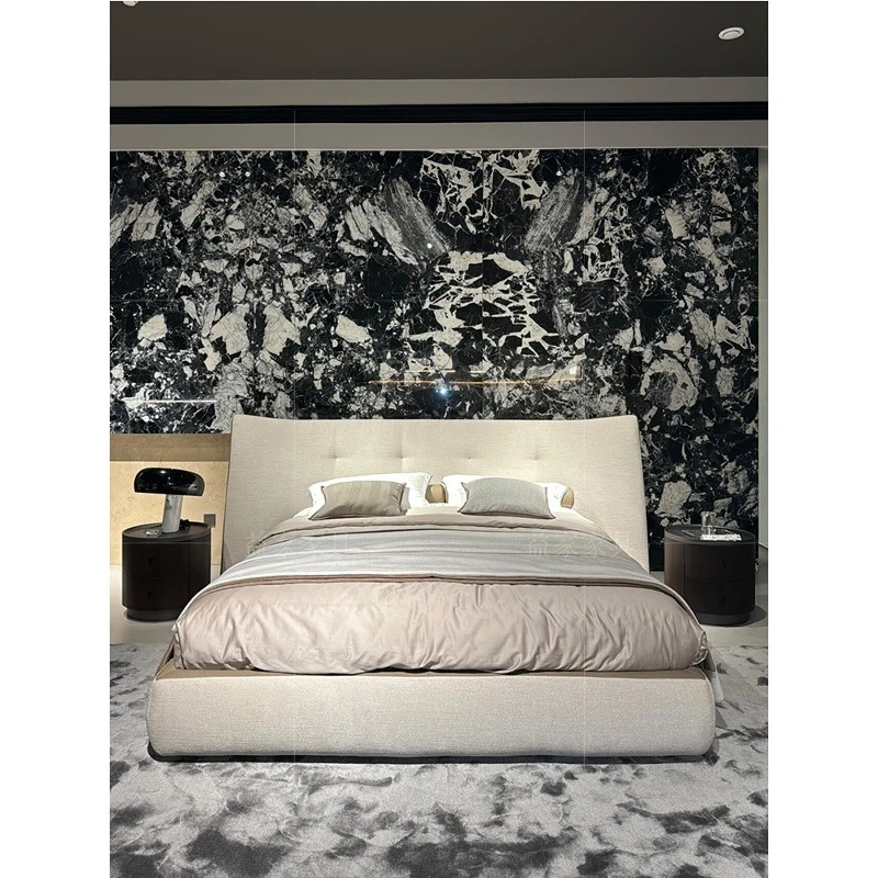 

Дизайнерская двуспальная кровать Poliform-Rever для главной спальни, напольная, в итальянском минималистичном стиле, с тканевой обивкой