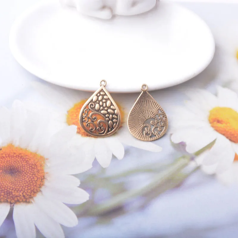 10 Stück Boho Zinklegierung Goldene Ohrringe mit Strass-Anhängern und Imitationsperlen, Runde Blumen-Sonnenblumen-Anhänger für DIY Damenohrringe – Detail 7