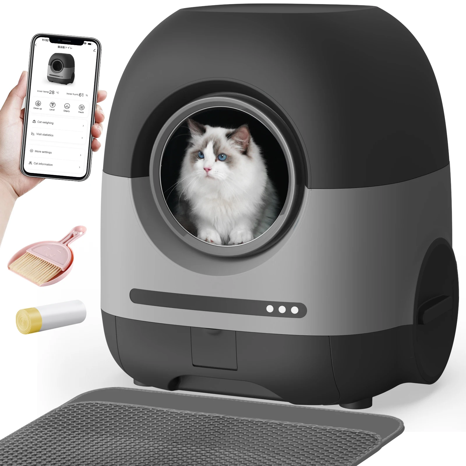 

Automatic Cat Litter Box Enclosed Sandbox Self-cleaning Smart APP Control Toilet Bedpan for Cats Electronic Pet Supplies