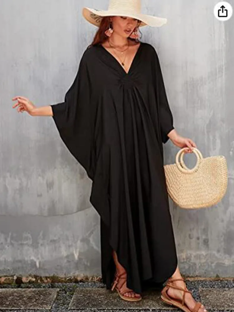 Womens Plus Size Muslim Abaya Dresses 2024 Long Sleeve Batwing Elegant Cotton Robe Islamic Traditional Kaftan Flowy Maxi Dresses