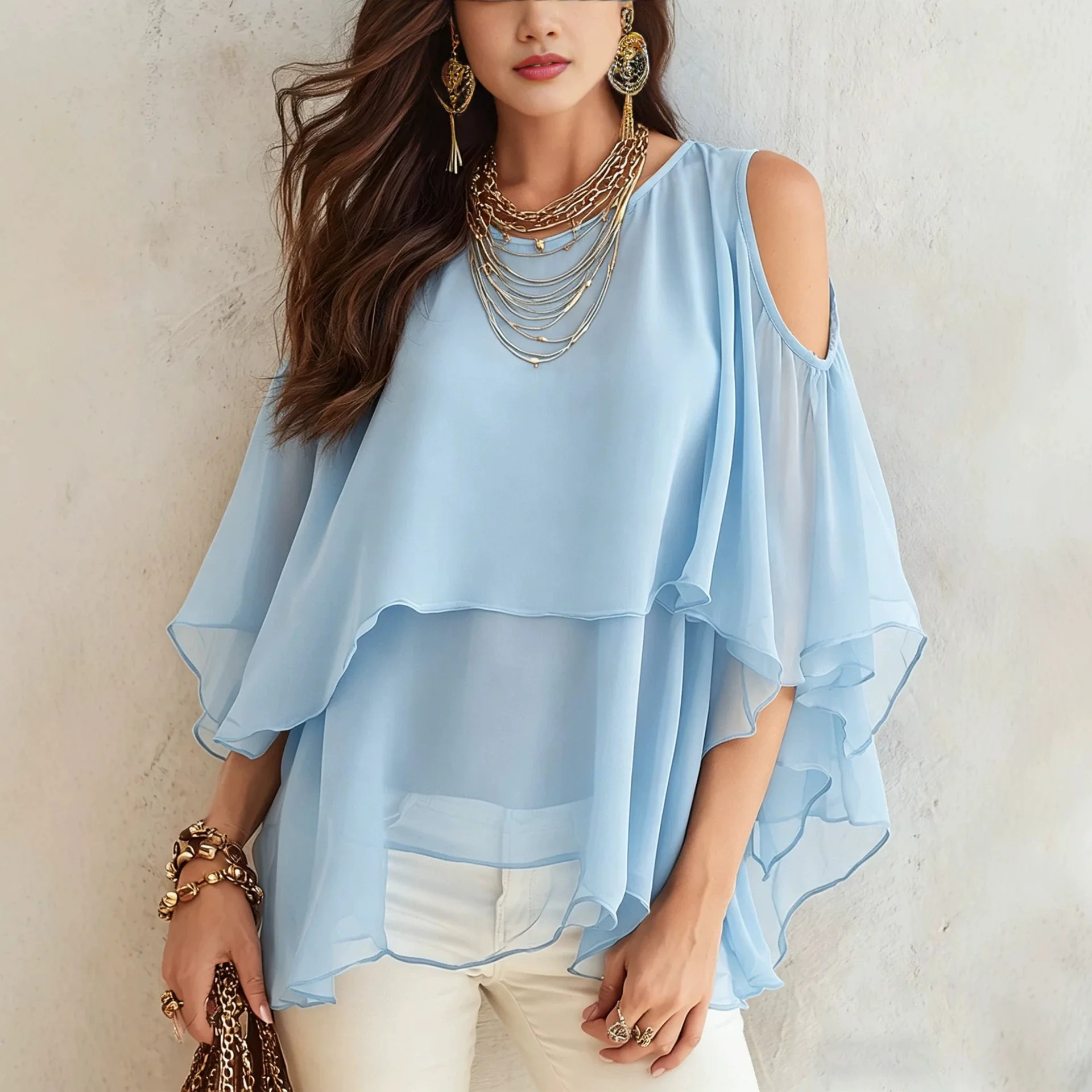 

Chiffon Blouse Shawl Women Sheer Cardigan Spring Summer Lightweight Breathable Tops Blouses