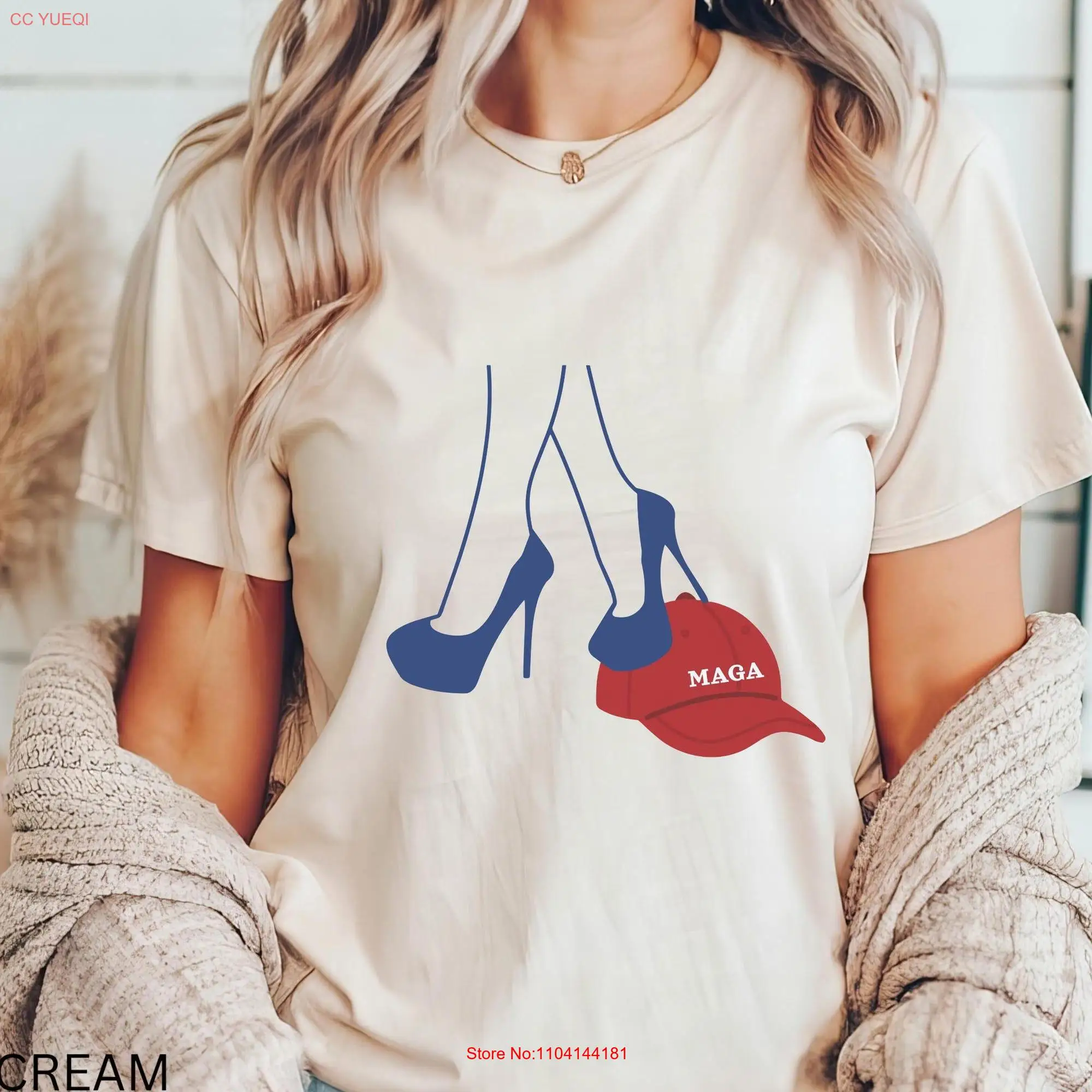 Kamala Harris Blue Heels Stepping On Red MAGA Hat Funny T Shirt Madam President 2024 La For Vote Democrat