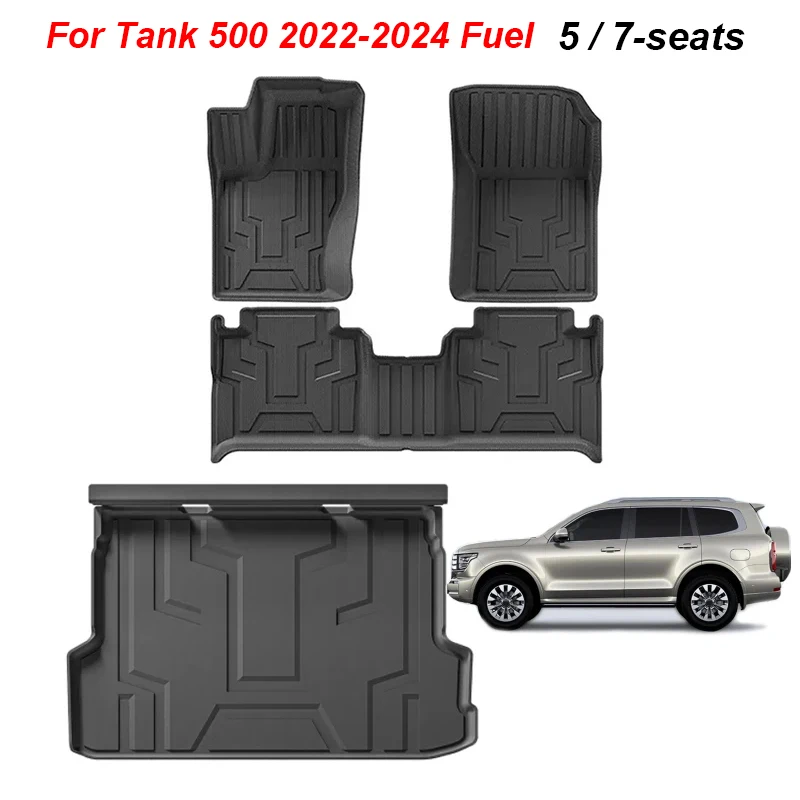 

for Tank 500 2022 2023 2024 5-seats 7-seats Fuel Car Floor Mats 3D TPE Waterproof Non-Slip Cargo Liner All-Weather Trunk Mat