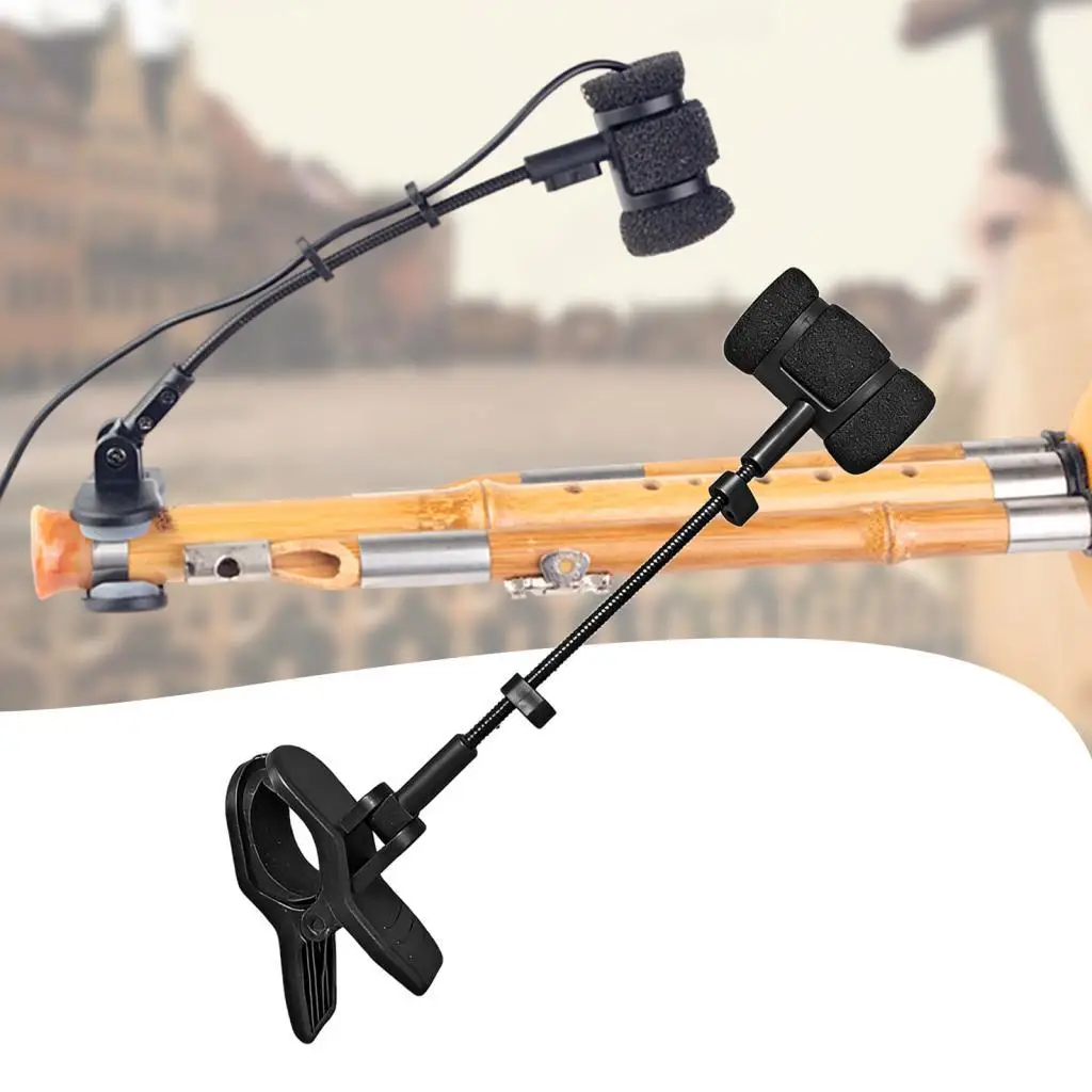 Microphone Stand Clip Adjustable Flute Mic Holder Durable Metal Clamp for Studio Recording Instruments