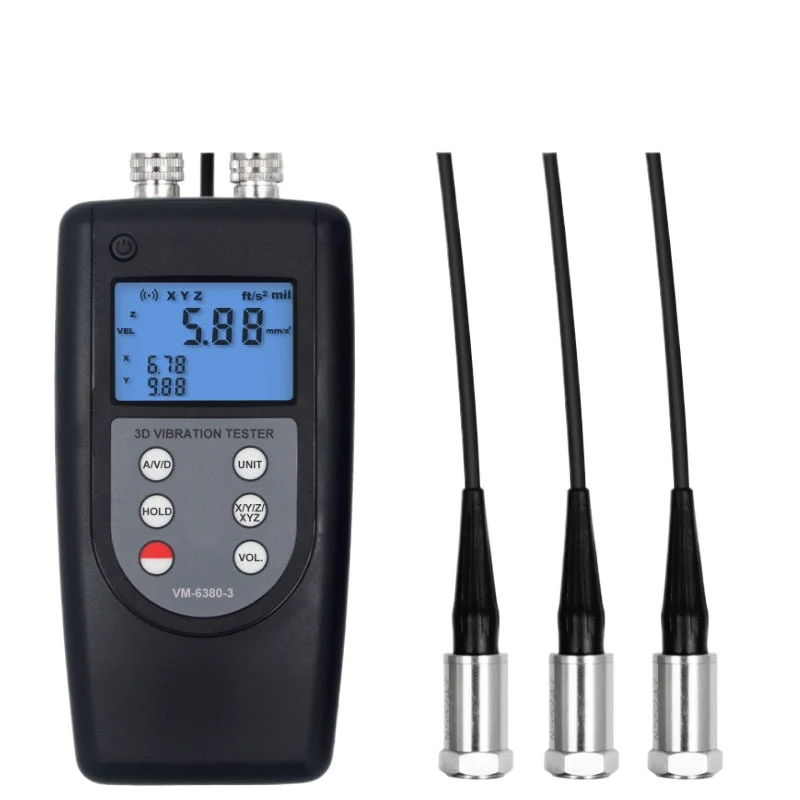 

VM-6380-3 Three-Channel Vibration Measurer Vibration Measuring Instrument Seismograph Vibration Analyzer Digital Display