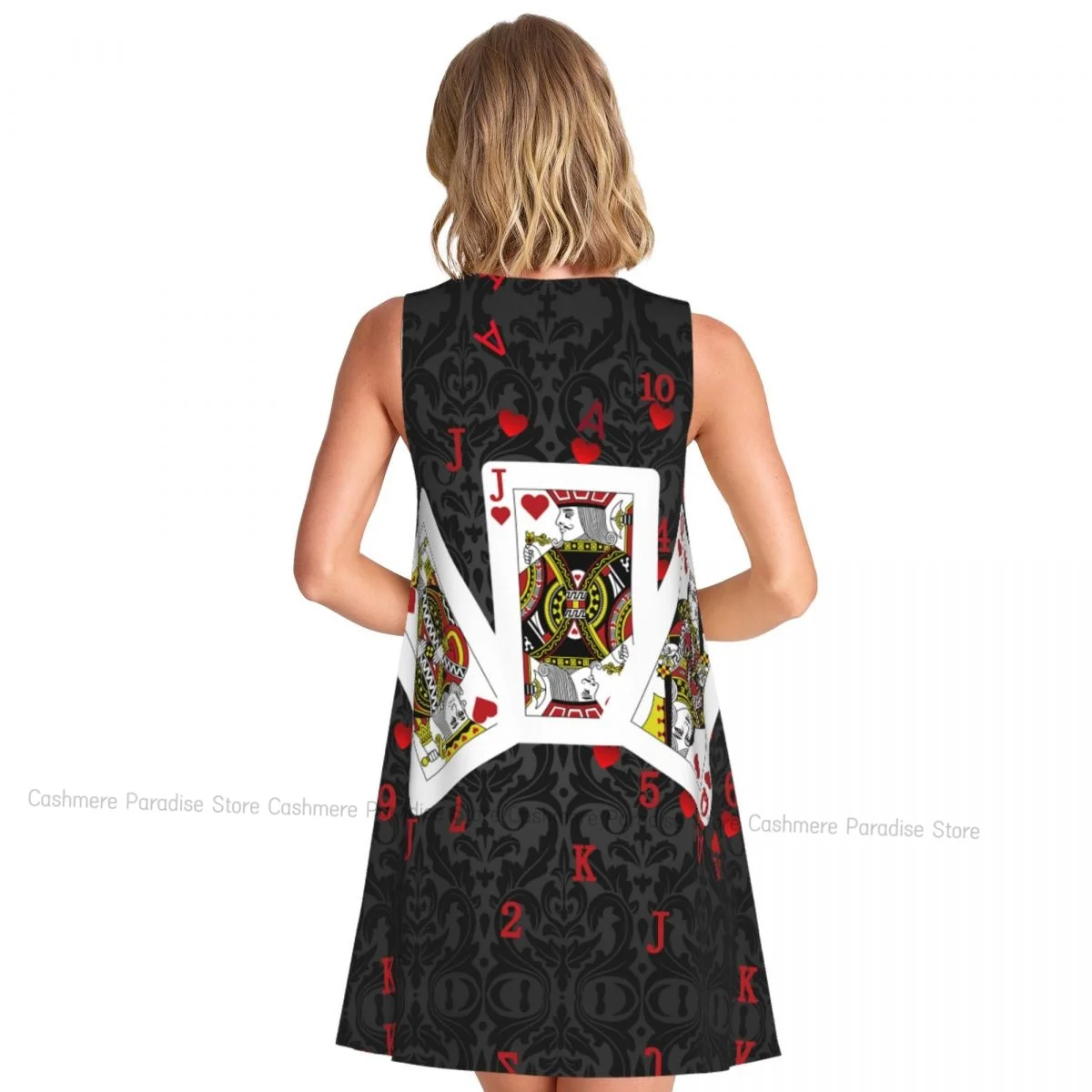 Robes d'été pour femmes, t-shirt de plage, sans manches, carte à jouer, décontractée, ample, débardeur, 2025