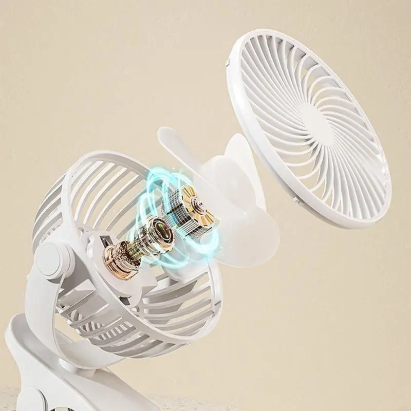 

Портативный маленький вентилятор с зажимом для настольного USB -заряжаемого вентилятора с 3 скоростями Практического устройства