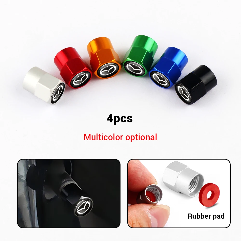 4Pcs Car Styling Aluminium Alloy Wheel Tire Valve Cover Caps Auto Accessories For Mazda CX-3 Bk CX-5 MS Speed 5 6 2 3 CX30 MX-5