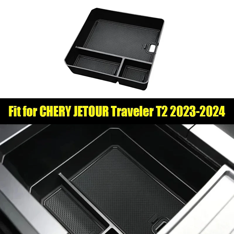 Car Central Armrest Box Storage Box Fit for CHERY Jetour Traveller T2 2023 2024 Screen Rear Instrument Storage Box Accessories