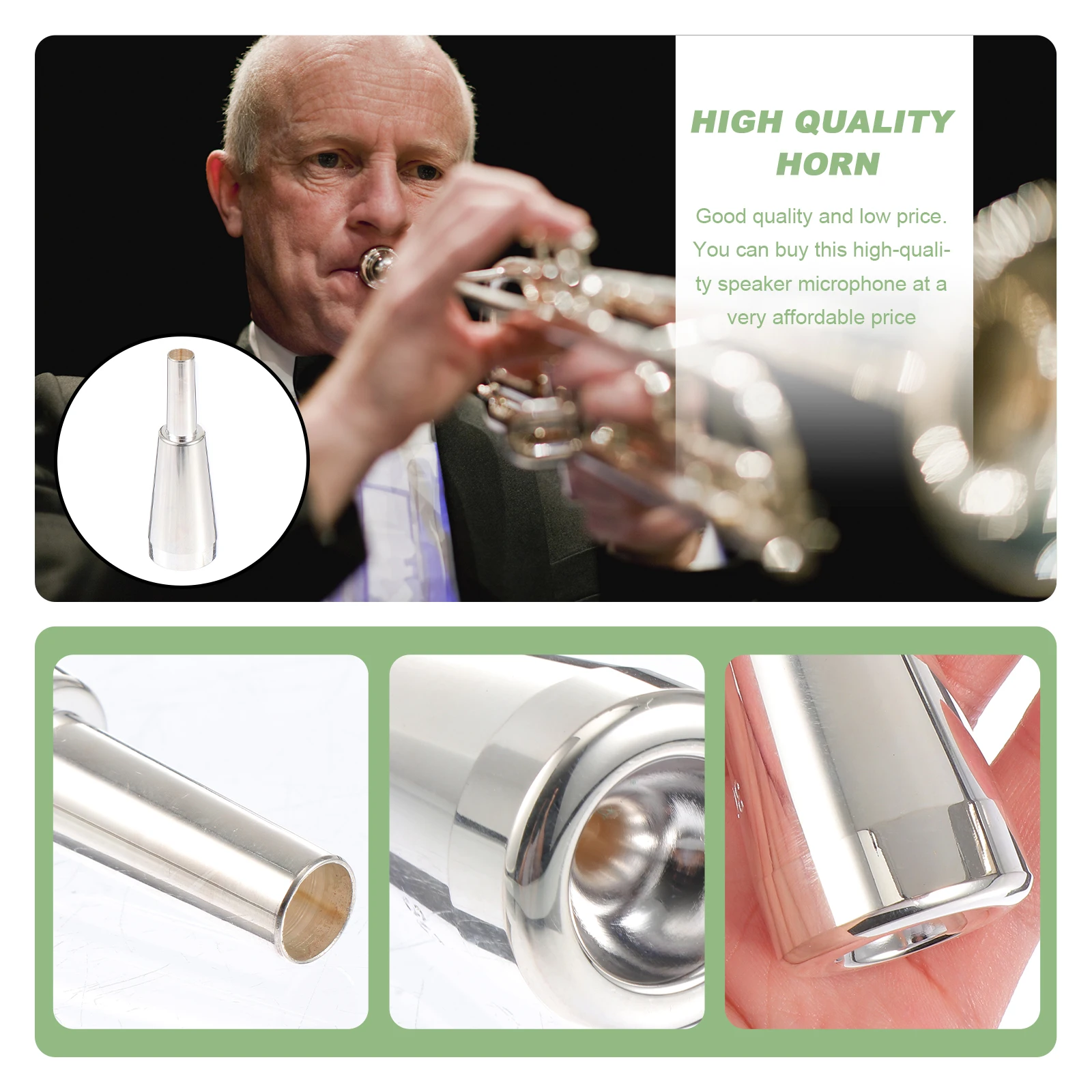 

Heavy Mouth Durable Trumpet Mouthpiece 3C Mute Small Silver Musical Instrument Supply Replacement Instruments for Beginners