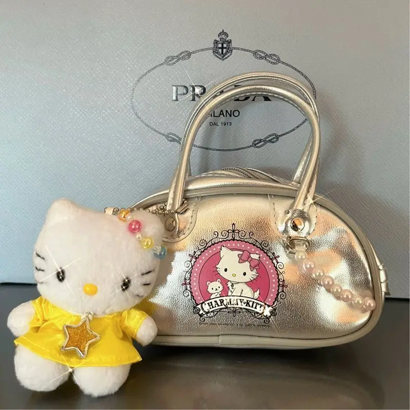 Hello Kitty Bag MINISO Bright Surface Cartoon Medieval Times Fashion Shoulder Bag Delicate Personality Inclined Shoulder Bag