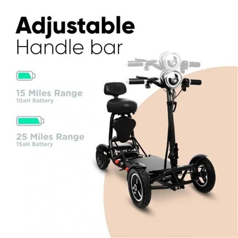 EU Stock 4 Wheel Drive Mobility Scooters For Seniors Foldable Lightweight 500W 36V 10 Inch Folding Electric Scooter With 2 Seats