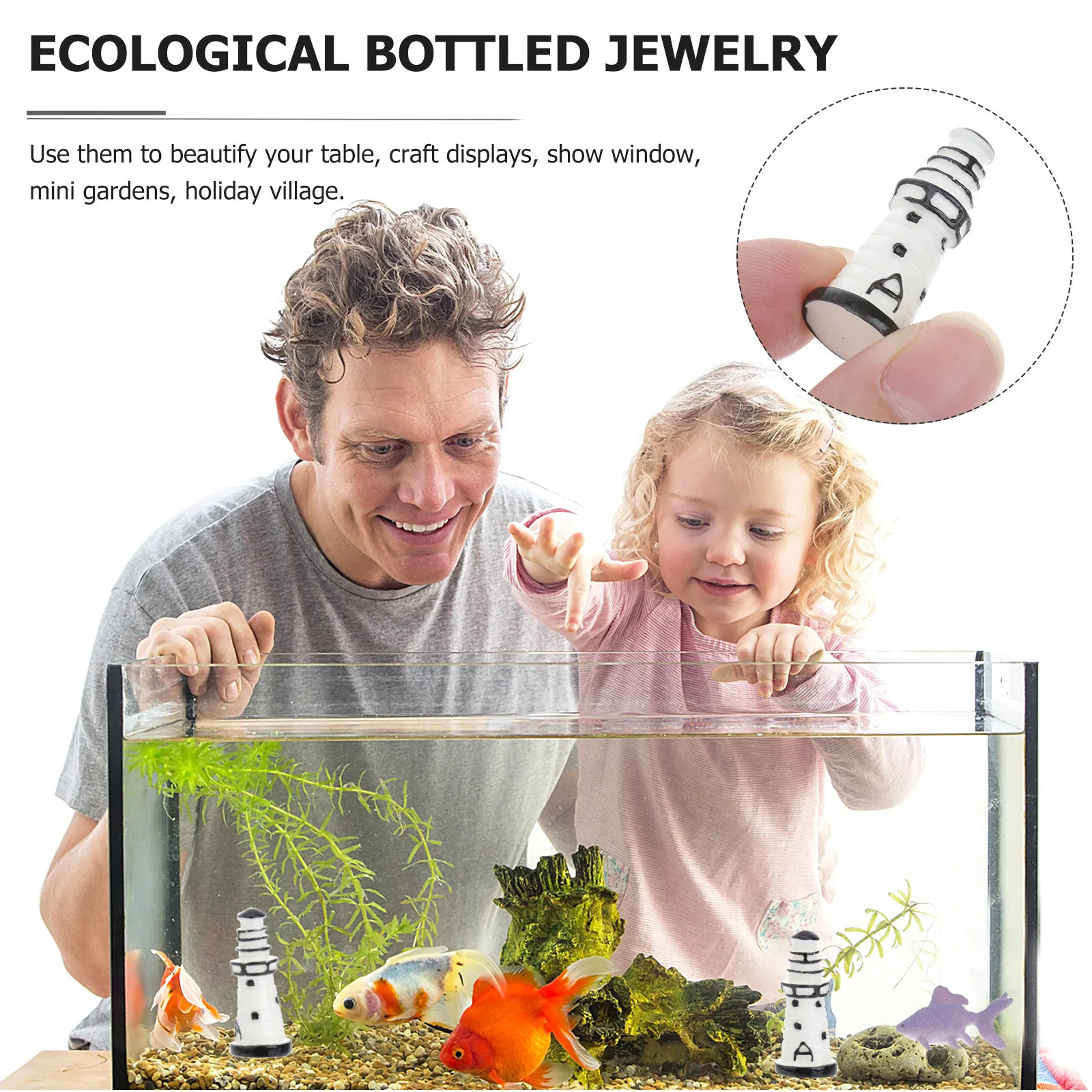 

10pcs Resin Miniature Lighthouse Decor Micro Landscape Desktop Ornament Gift For Home Office Cute Design Ecological Bottle