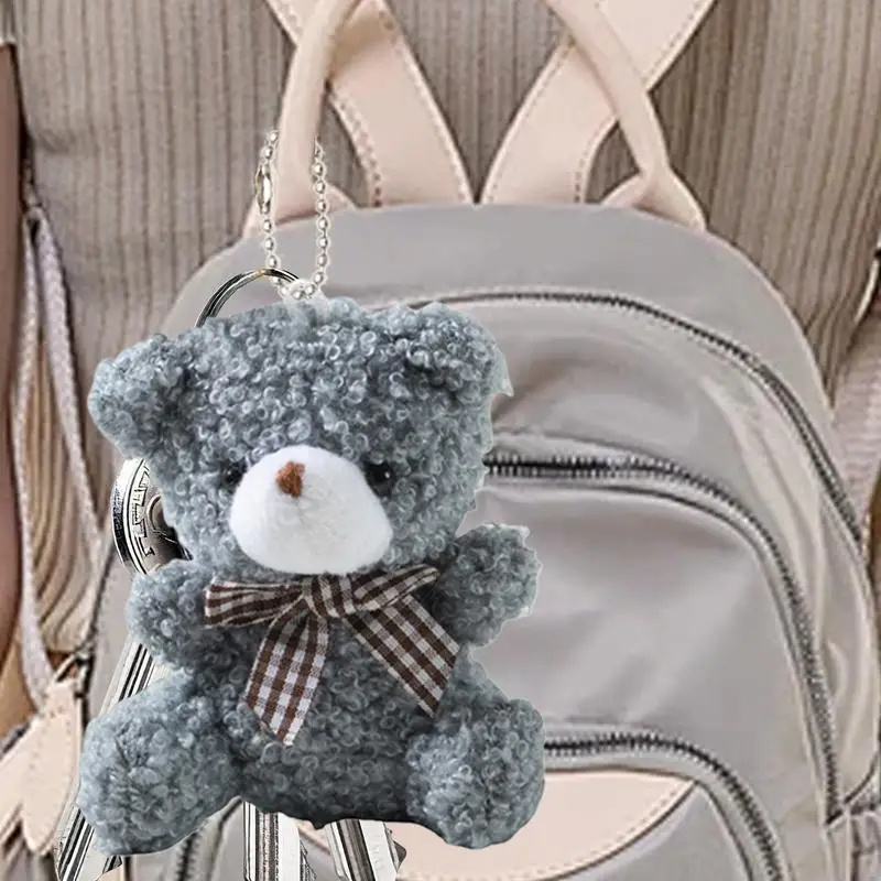 Bear Bag Charm Decorative Plush Bag Pendant Decorative Backpack Keychain Charm Cute Bag Accessory For Purses Backpacks Plush