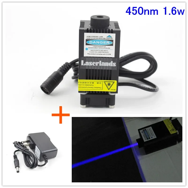 33*55mm 450nm 1.6W Blue Laser Diode Module for CNC Engraving Cutting with  Osram PLTB450B