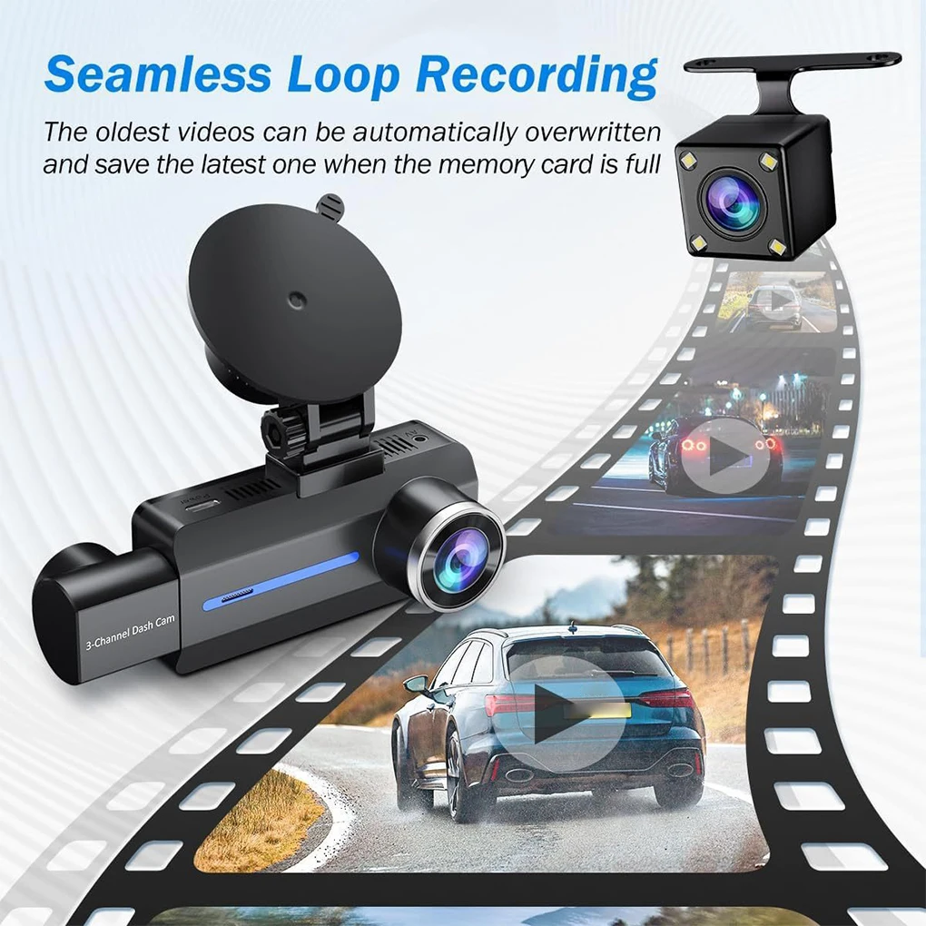 ABS Infrared Fornight Forvision Effects For Triple Car Camera 1440P High-definition Driving Recorder