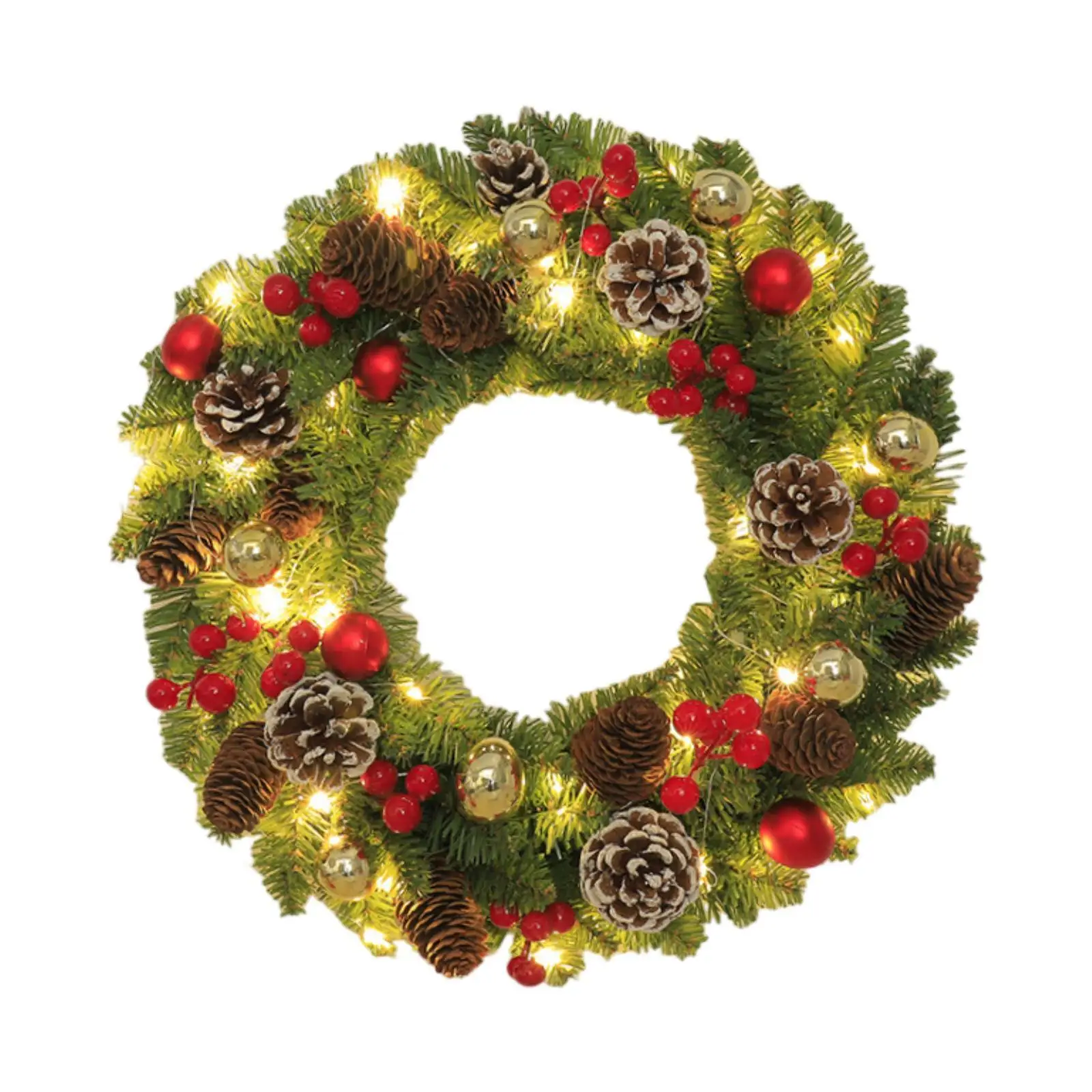 Christmas Wreath Front Door Wreath with Light 40cm Christmas Decoration Seasonal