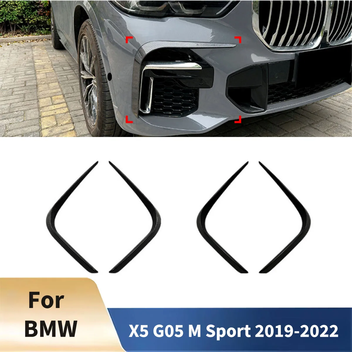 

M Sport For BMW X5 G05 2019-2022 Front Wind Knife Front Bumper Splitter Lip Fog Lamp Cover Car Accessories Guard Board Tuning