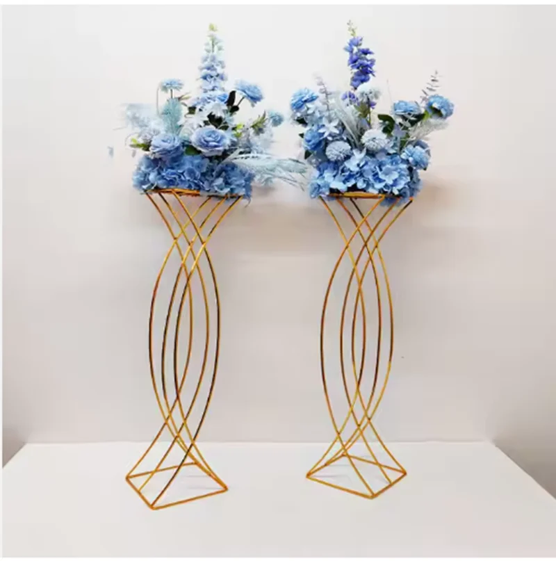 4-10 Stück romantische 80 cm abnehmbare goldene Hochzeitsblumenständer, einfacher Gang, zentraler Metall-Dekorationsrahmen, für Veranstaltungen und Zeremonien – Detail 2
