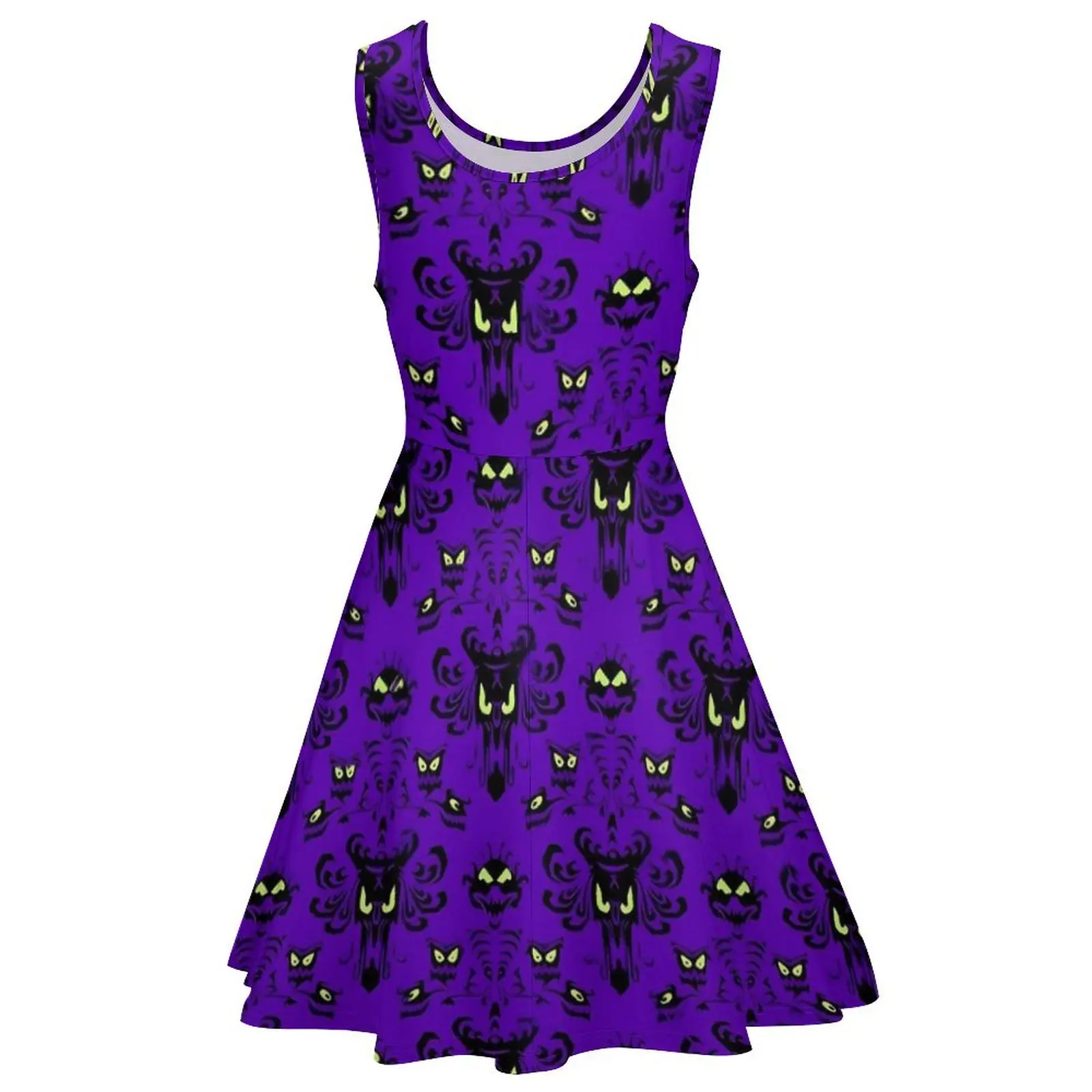 Haunted Mansion Dress Happy Haunted Night Club Dresses Sleeveless Street Wear Oversize Skate Dress Womens Design Vestidos