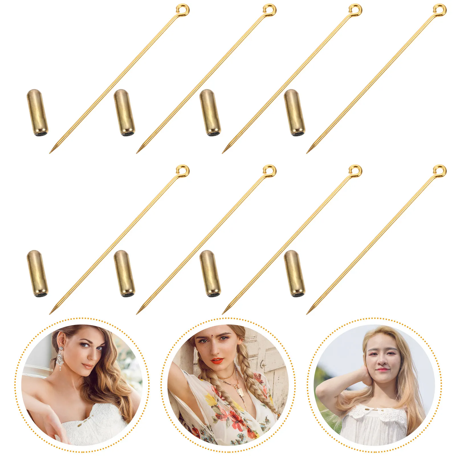 20Pcs Copper Brooch Pins Set Fashionable Simple Stylish Hat Skirt Waist Collar Lapel Dress Shawl Wedding Party Banquet DIY