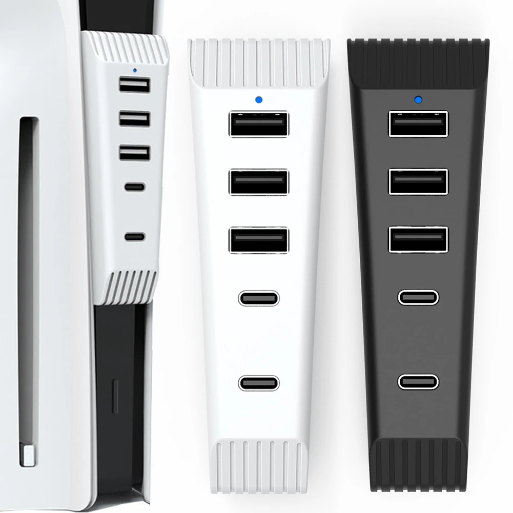 موسع منفذ USB عالي السرعة ، محور 5 في 1 ، USB إضافي ، 3USB ، منفذ واحد من النوع C ، وحدة تحكم رفيعة PS5 ، قرص ورقمي