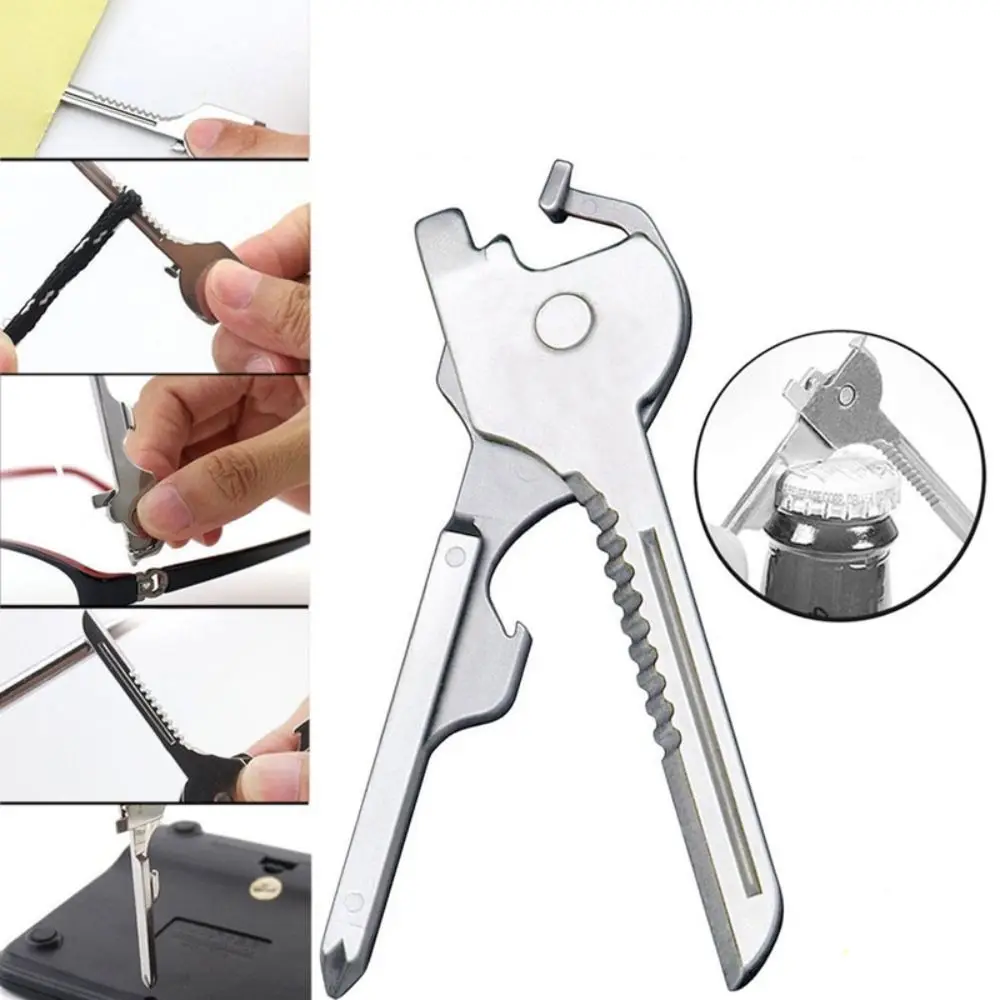 Practical Multi-function Mini Screwdriver 6 in 1 with Keyring Foldable Knife Stainless Steel Stainless Pocket Opener Hand Tool