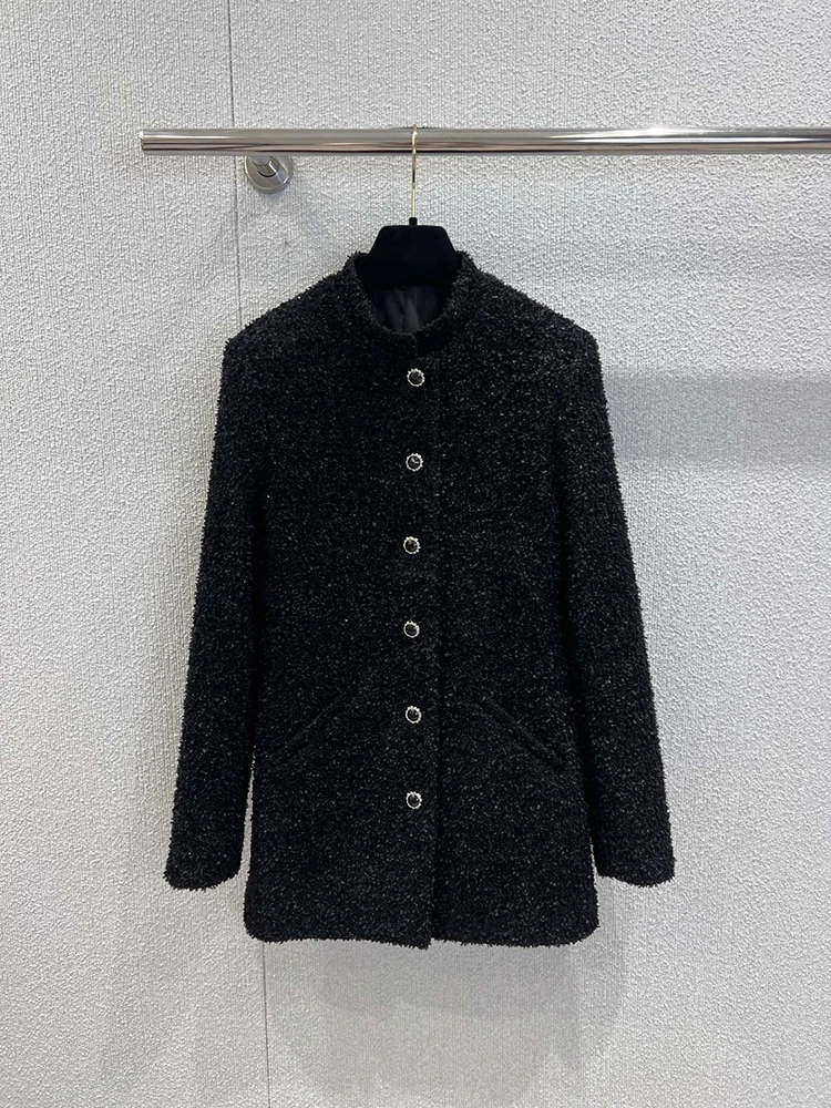 

SVORYXIU Autumn 2025 Women's New style Vintage Style Standing collar Weaving Single-row buckle Mid-length style Coat