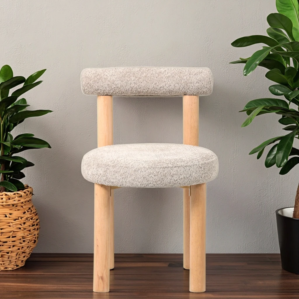 

Nordic Fabric Single Armless Accent Chair Wooden Leg Leisure Chair Living Room Chair